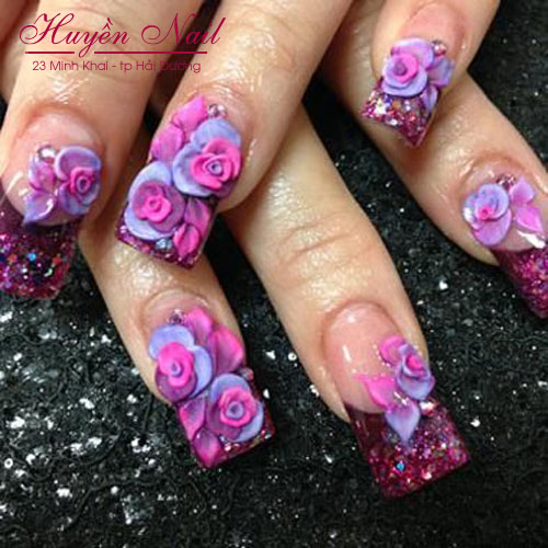 Học Vẽ, Đắp Hoa Nổi 3D | Học Nail - Hoc mong - Day nghe mong